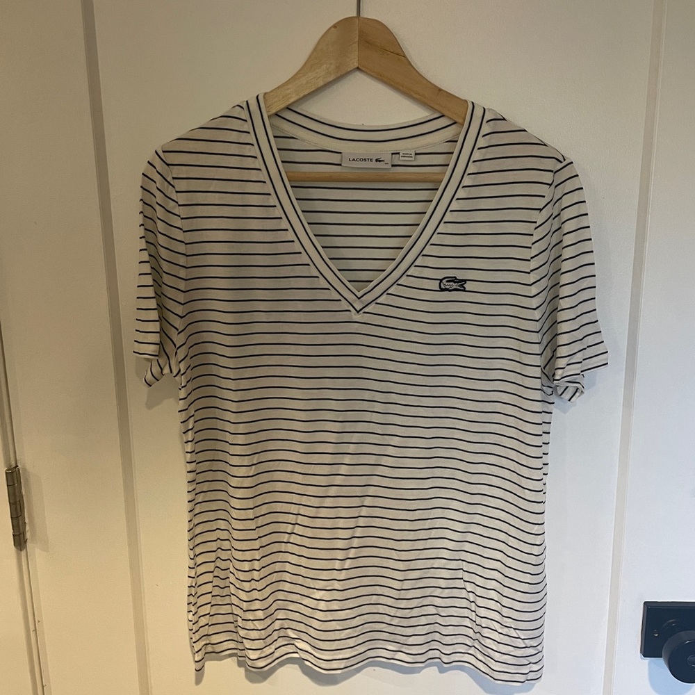 Lacoste Striped V-Neck Tee